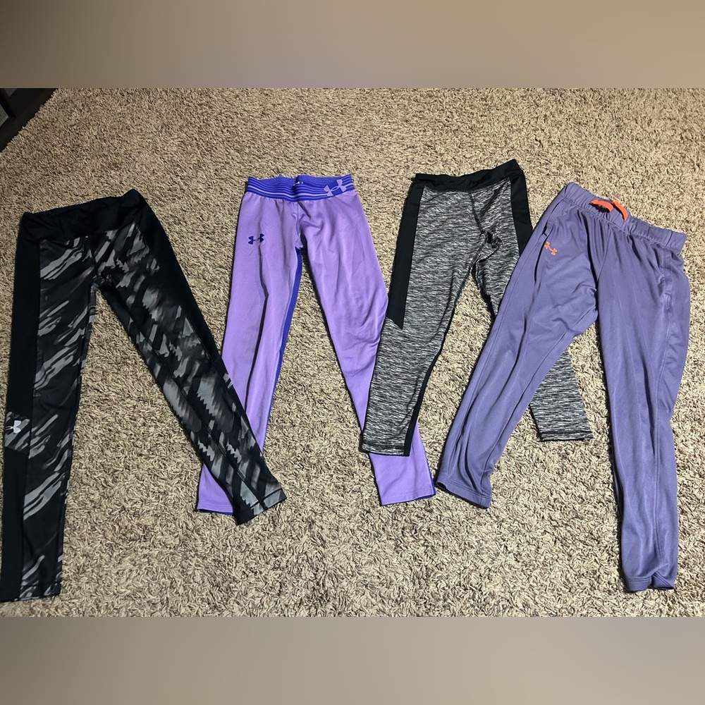 Under Armour Kids Leggings - Black, Purple, Gray